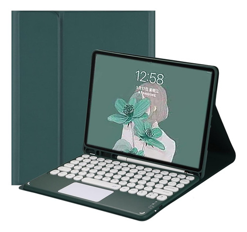 Funda Verde Soporte Teclado Blanco Para iPad 7/8/9