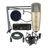 Kit Grabación Behringer Um2 C1 Microfono Condenser Antipop