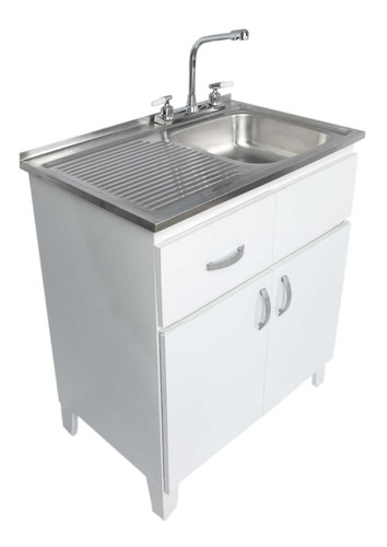 Fregadero Con Tarja Cocina Gabinete De Lamina 80cm Blanco