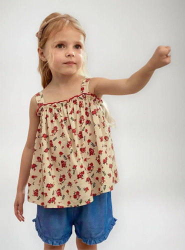 Short Y Blusa Conjunto Para Niña Casual Fresco Verano