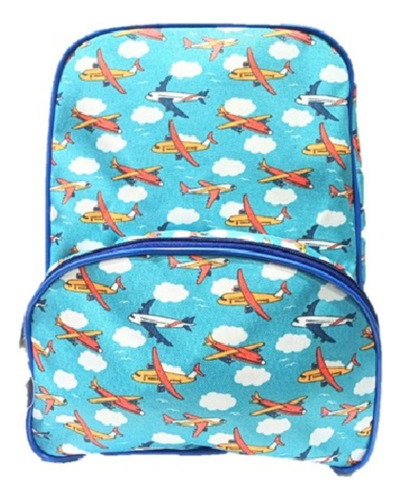 Mochila Infantil Escolar Jardin Niños Estampa Aviones Azul