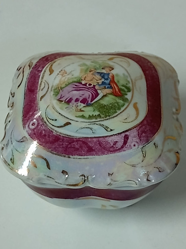 Porta Jóias Potiche Antigo De Porcelana Com Tampa 