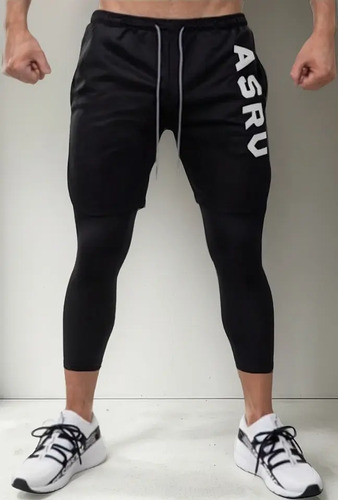 Short Con Licra Deportiva Pesquero 2 En 1 Gym Correr Asrv Bk | MercadoLibre