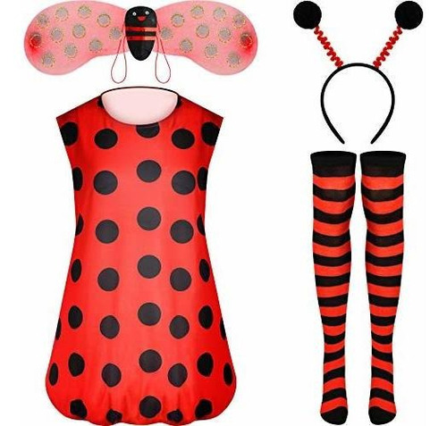 Disfraz Talla Medium Para Mujer De Ladybug Con Vestido