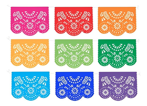 Decoración Arcoíris Multicolor Papel Picado Paq 10 Tiras