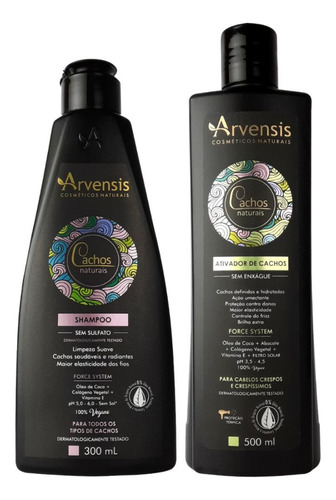 Kit Arvensis Cachos Shampoo 300ml + Ativador Crespos 500ml