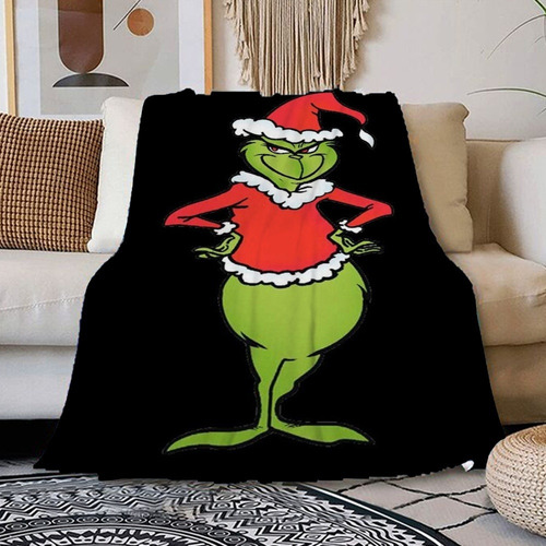 Manta De Franela Grinch, Diseño Navideño, De Forro Polar