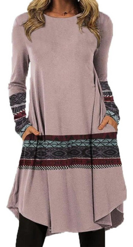 Minivestido Holgado Casual De Invierno Para Mujer, Estampado