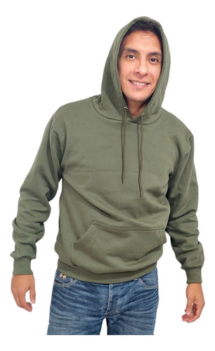 Buzo Hombre Hoodie Con Capucha Frizado Canguro Algodon