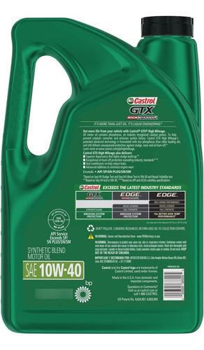 Aceite Carro Gasolina Castrol Gtx 10w-40 Mezcla Sintetica  Foto 2