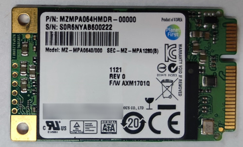 Samsung Pm810 Series 64gb Mlc Sata 3gbps Msata Ssd