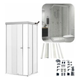 Kit Banheiro Aluminio Canto Branco Box 1,10x1,10m S/vidro