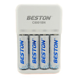 Cargador Pilas Baterias Recargable Beston Aa X 4 2700 Mah 