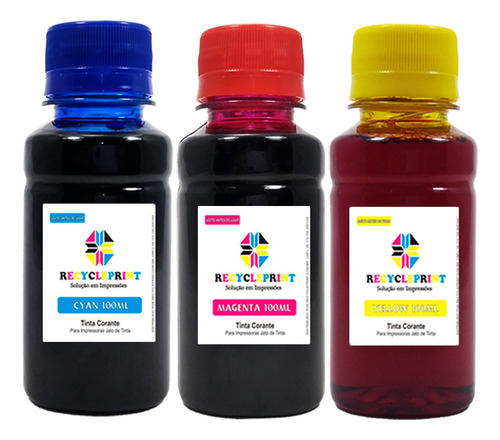 Kit Color Tinta Compatível Impressora Epson L395 L3110 L3150