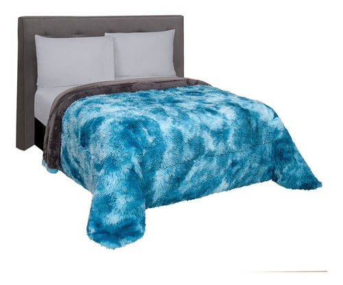 Cobertor Grizzly Azul King Size Térmico Diseño De La Tela Liso