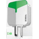 Cargador Rapido Doble Usb 2.4 Ampers + Cable Usb Tipo C Color Verde