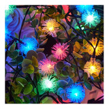 Solar Serie Navideña Led Multicolor Pompones De Nieve 5 Mt