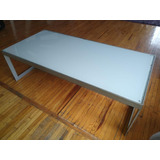 Mesa De Centro En Aluminio Grueso Y Cristal Templado