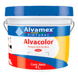 Pintura Vinilica Mate 4 Litros Alvacolor 4 Años Galón Int/ex Color Negro