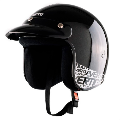 Casco Moto Abierto Vertigo V10 Basic Negro Brillo Um