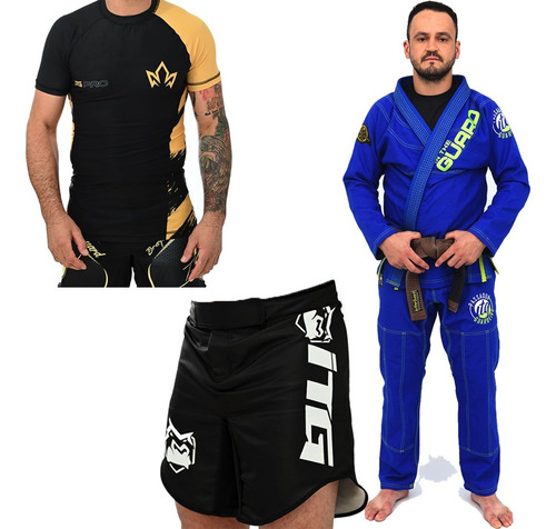 Kimono Jiu Jitsu Trançado Rash Guards Bermuda Mma Intheguard