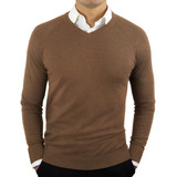 Suéter Tricotado Com Decote Em V Para H