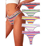 Pack 5 Sexy Colaless Tanga Algodon Mujer Cómodo Y Suave