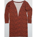 Cardigan Animal Print Viscose E Elastano Laranja Escuro