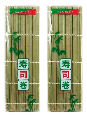 2 Esteira Bambu Sudarê Quadrada Sushi Mat 24x24 - Nature