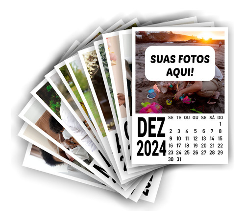 Calendário 2024 Polaroid Ímã Geladeira Foto 10x7 Personaliza