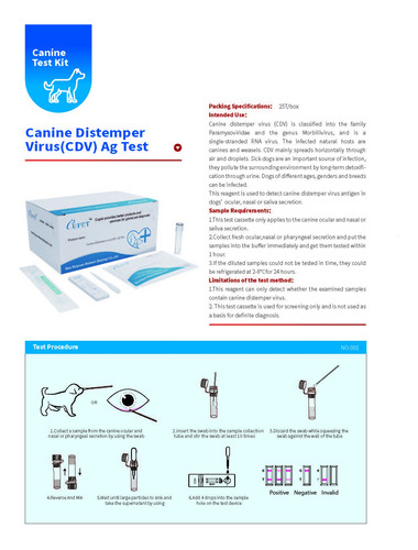 10 Test Rápido Distemper Virus Perros Certificado Union Euro