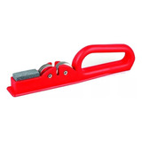 Afilador Cuchillo Manual 2 En 1 Piedra Pulido Antideslizante Color Rojo