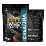 Kit: Elite Pro Whey 80% 1kg+creatina 500g-soldiers Nutrition