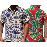Kit 2 Camisa Floral Masculina Social Slim Praia Estampada