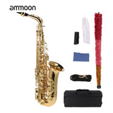 Ammoon Eb Saxofón Alto Latón Lacado Oro E Saxofón Plano 802