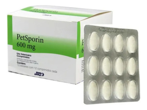 Petsporin 600mg P/ Cães E Gatos Display + Bula C/ 12 Compr