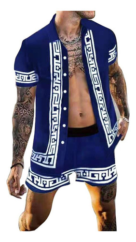 Conjunto De Camisa De Playa Hawaiana Vintage Para Hombre