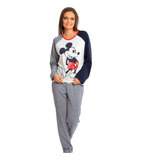 Pijama Mickey Mouse Disney Mujer Blusa Manga Larga Pantalon 