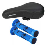 Asiento Bicicleta Bmx Y Puños C/azul