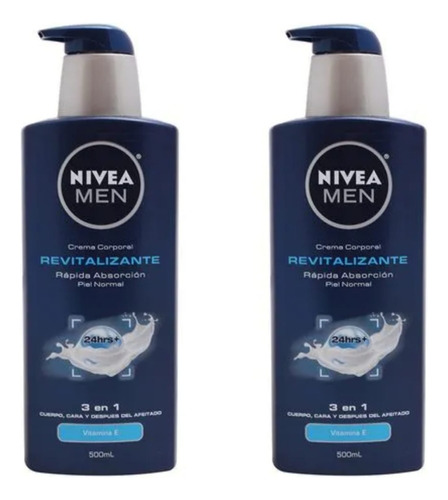 Nivea Men Crema Corporal Revitalizante 500ml X2pz