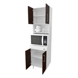 Mueble Columna De Cocina 4 Puertas Despensero Organizador Color Blanco/wengue