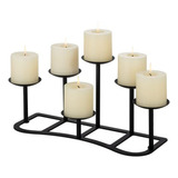 Candelabro Portavelas De Pilar Chimenea Negro Mate