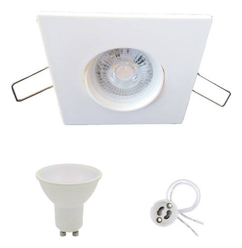 Spot Embutido Cuadrado Pvc Luz Dicroica Led 7w Completo