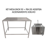 Mesa Bancada Restaurante Industrial +cuba Acionamento Joelho