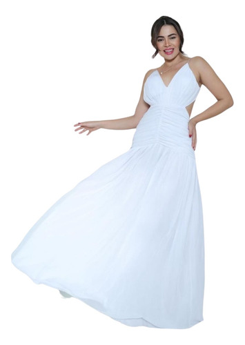 Vestido Feminino Em Tule Romântico Branco Festa Fashion Luxo