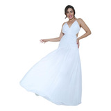 Vestido Feminino Em Tule Romântico Branco Festa Fashion Luxo