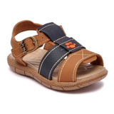 Sandália Infantil Klin Masculina 171131 Camel/marinho