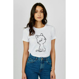Hermosa Camiseta De Mujer Diseño Gato Sentado 