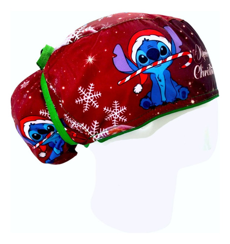 Gorro Quirúrgico Mujer + Lanyard Lilo Y Stitch Navidad