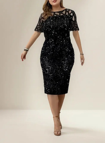 Vestido De Fiesta Lentejuelas De Verano Sin Mangas Elegante